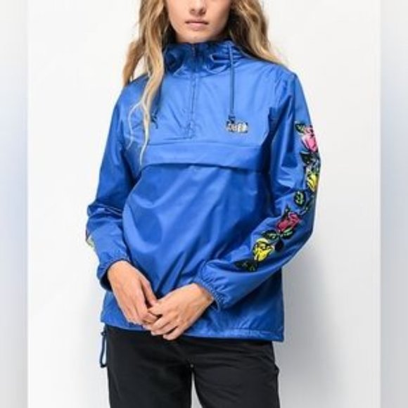 WOMEN'S CLOTHING Obey Rose Bright Blue Anorak Jacket - Picture 1 of 5